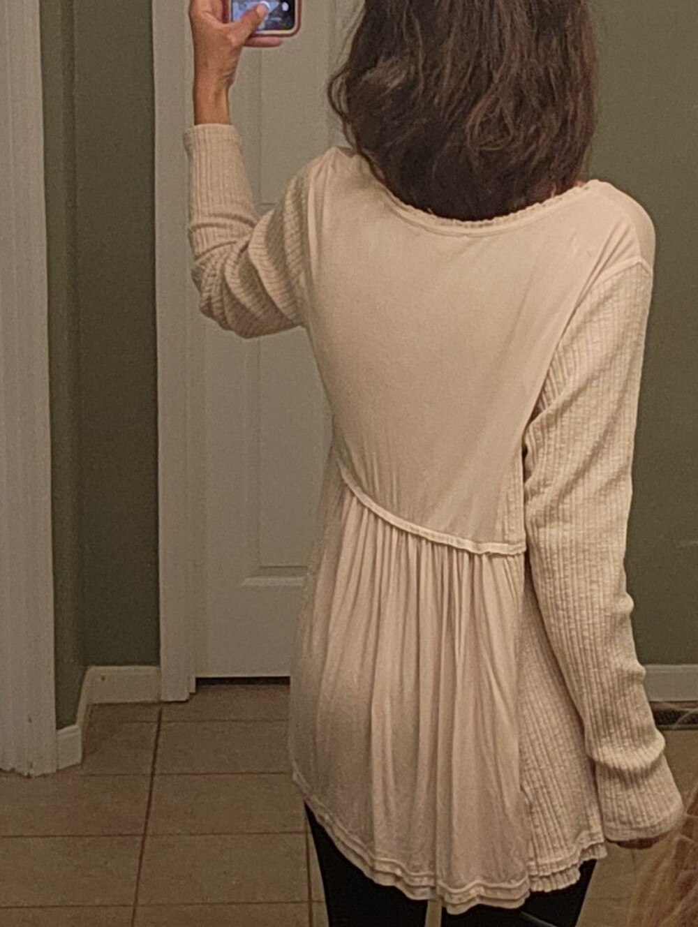 entro Blouse Size L Cream V-Neck Babydoll Tunic Maternity - Picture 3 of 10